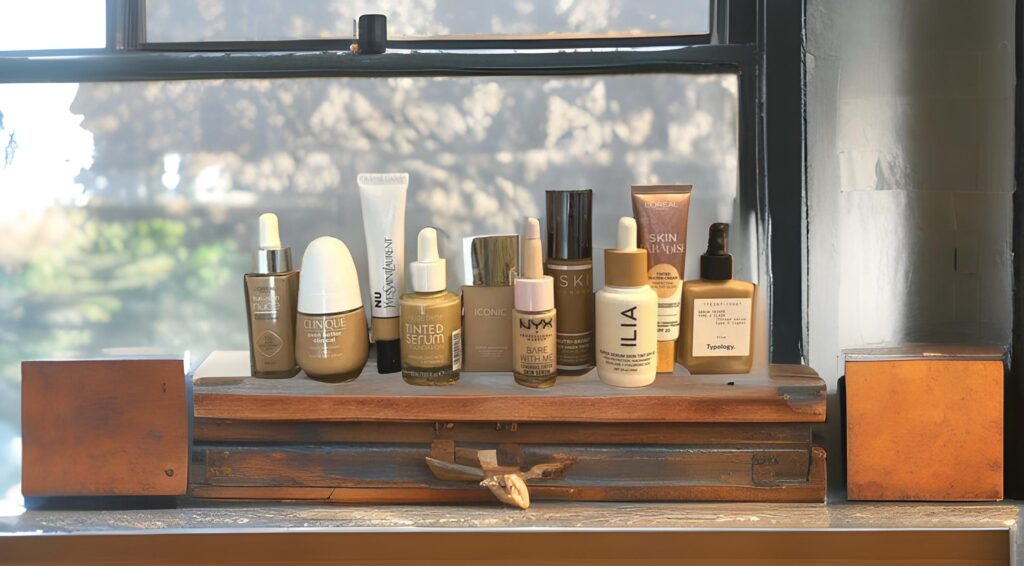 Serum foundations, mature skin, optimal coverage, anti-aging benefits, Bobbi Brown, ILIA, Juice Beauty, hyaluronic acid, botanical actives, fruit stem cells.